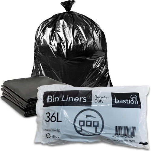 Bastion 36L Regular Duty Black Bin Liner 1000/carton