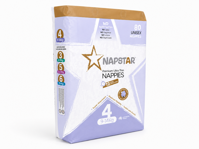 Napstar Ultra-Thin Nappies Size 4 (9–14kg) 320/CTN