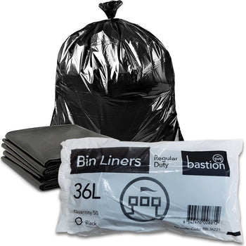 Bastion 36L Regular Duty Black Bin Liner 1000/carton