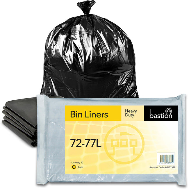 Bastion 72-77L Black Bin Liner 250/carton