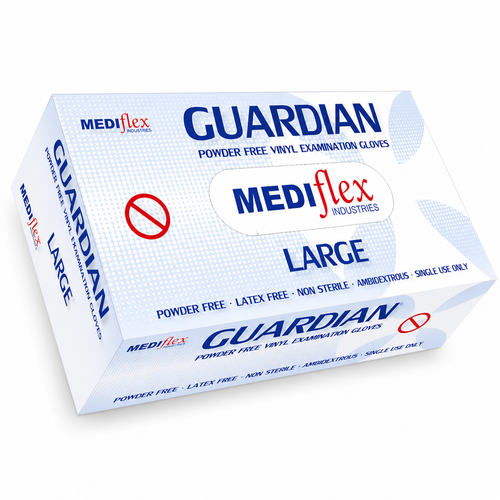 Guardian Vinyl Gloves – Large (Powder Free, 1,000 Gloves/Carton)