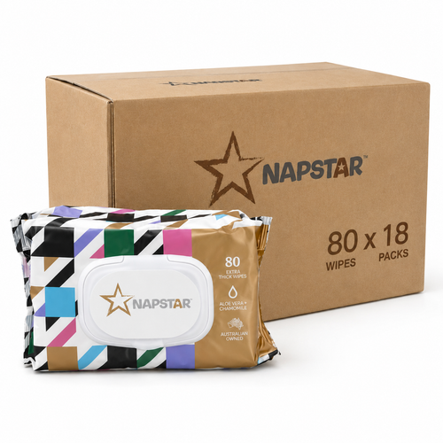 Napstar Premium Thick Textured Baby Wipes (80 Wipes × 18 Packs)