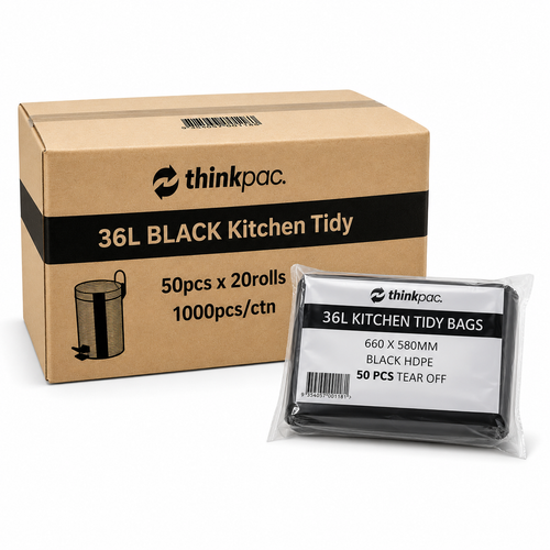 Thinkpac 36L Black Kitchen Tidy Bags (1,000 Bags/Carton)